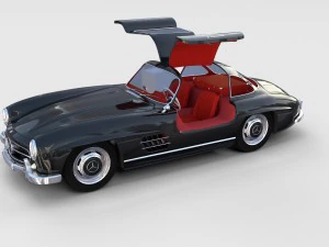 rigged mercedes 300sl gullwing with interior rev 3D Model