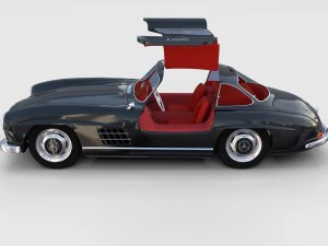 rigged mercedes 300sl gullwing with interior rev 3D Model
