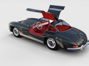 rigged mercedes 300sl gullwing with interior rev 3D Model