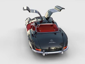 rigged mercedes 300sl gullwing with interior rev 3D Model