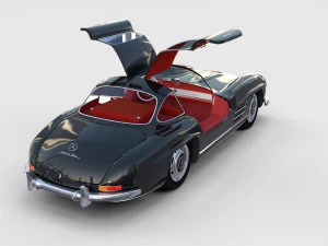 rigged mercedes 300sl gullwing with interior rev 3D Model