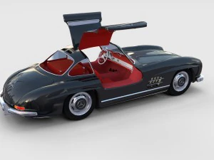 rigged mercedes 300sl gullwing with interior rev 3D Model