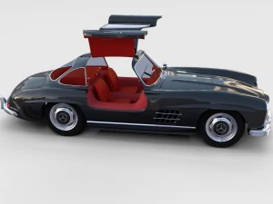 rigged mercedes 300sl gullwing with interior rev 3D Model