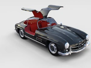 rigged mercedes 300sl gullwing with interior rev 3D Model