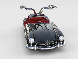 rigged mercedes 300sl gullwing with interior rev 3D Model