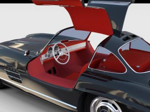 rigged mercedes 300sl gullwing with interior rev 3D Model