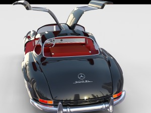 rigged mercedes 300sl gullwing with interior rev 3D-Modell