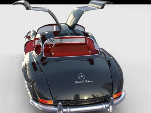 rigged mercedes 300sl gullwing with interior rev 3D Model