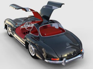 rigged mercedes 300sl gullwing with interior rev 3D Model
