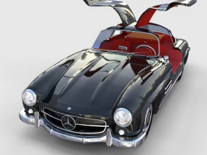 rigged mercedes 300sl gullwing with interior rev 3D Model
