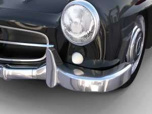 rigged mercedes 300sl gullwing with interior rev 3D Model