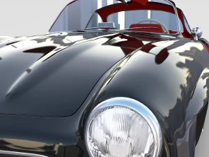rigged mercedes 300sl gullwing with interior rev 3D Model