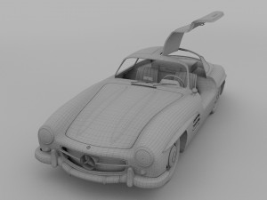 rigged mercedes 300sl gullwing with interior rev 3D-Modell