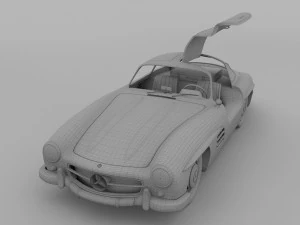 rigged mercedes 300sl gullwing with interior rev 3D Model