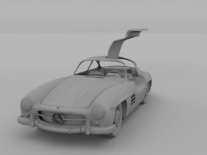 rigged mercedes 300sl gullwing with interior rev 3D Model