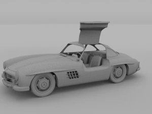 rigged mercedes 300sl gullwing with interior rev 3D Model