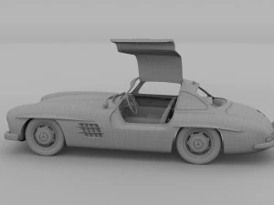 rigged mercedes 300sl gullwing with interior rev 3D Model