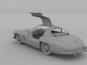 rigged mercedes 300sl gullwing with interior rev 3D Model