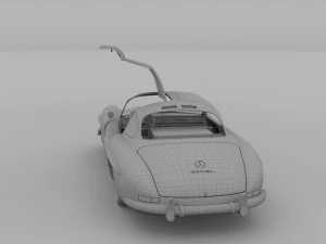 rigged mercedes 300sl gullwing with interior rev 3D Model