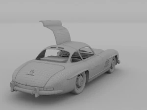 rigged mercedes 300sl gullwing with interior rev 3D Model