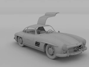 rigged mercedes 300sl gullwing with interior rev 3D Model