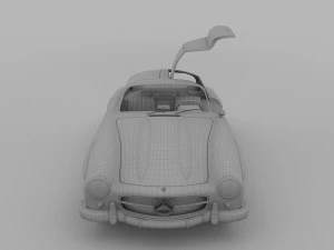rigged mercedes 300sl gullwing with interior rev 3D Model