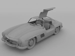 rigged mercedes 300sl gullwing with interior rev 3D Model