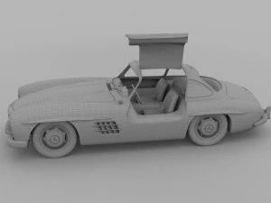 rigged mercedes 300sl gullwing with interior rev 3D Model