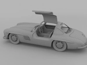 rigged mercedes 300sl gullwing with interior rev 3D Model