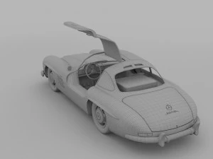 rigged mercedes 300sl gullwing with interior rev 3D Model