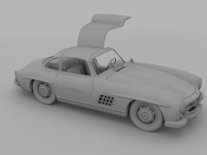 rigged mercedes 300sl gullwing with interior rev 3D Model