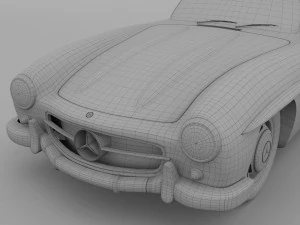 rigged mercedes 300sl w198 rev 3D Model