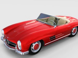 mercedes 300sl roadster rossa completamente modellata rev Modello 3D