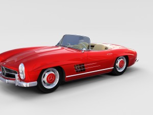 fully modelled mercedes 300sl roadster red rev Modèle 3D