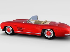 fully modelled mercedes 300sl roadster red rev 3D Model