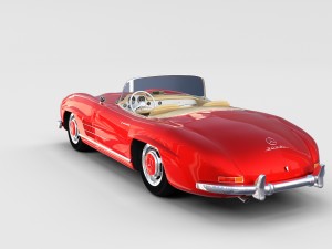 fully modelled mercedes 300sl roadster red rev Modèle 3D