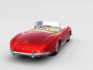 fully modelled mercedes 300sl roadster red rev Modèle 3D
