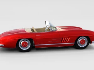 fully modelled mercedes 300sl roadster red rev 3D Model