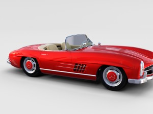 fully modelled mercedes 300sl roadster red rev Modèle 3D
