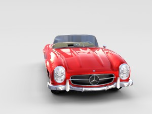 fully modelled mercedes 300sl roadster red rev Modèle 3D