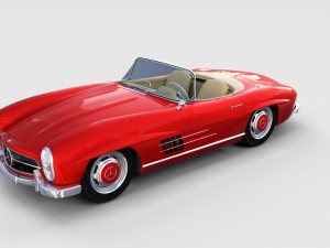 fully modelled mercedes 300sl roadster red rev Modèle 3D