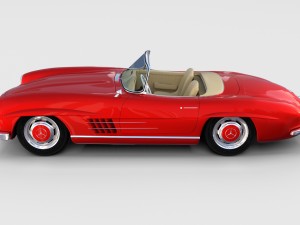 fully modelled mercedes 300sl roadster red rev Modèle 3D