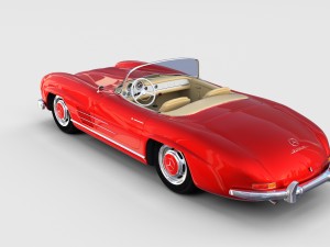 fully modelled mercedes 300sl roadster red rev Modèle 3D