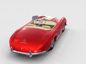 fully modelled mercedes 300sl roadster red rev Modèle 3D