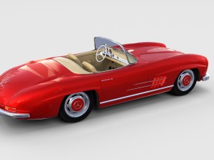 fully modelled mercedes 300sl roadster red rev Modèle 3D