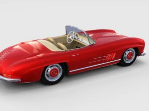 fully modelled mercedes 300sl roadster red rev 3D Model
