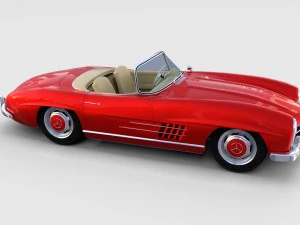 fully modelled mercedes 300sl roadster red rev 3D Model