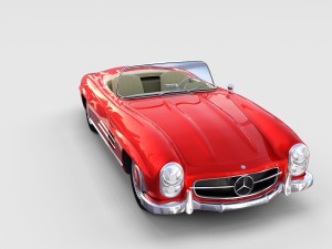 fully modelled mercedes 300sl roadster red rev Modèle 3D
