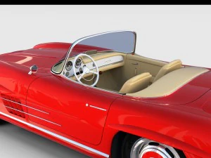 fully modelled mercedes 300sl roadster red rev 3D Model