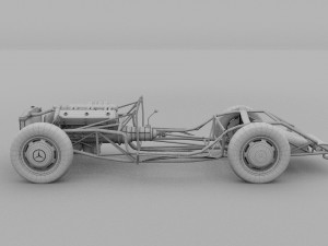 fully modelled mercedes 300sl roadster red rev Modèle 3D